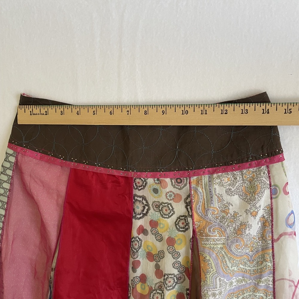 VTG Anthropologie Aquarius Silk Scarf Skirt Y2K Boho Whimsical Festival Floral 8 - Picture 5 of 7